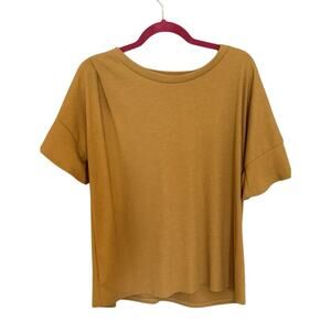 Sew in Love Women's Yellow Mustard Shirt Top Blouse 3/4 Sleeve‎ Waffle Size L